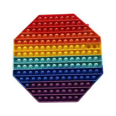 China Square 30cm Rainbow Silicone Popit Octagonal Push Bubble Toy for sale