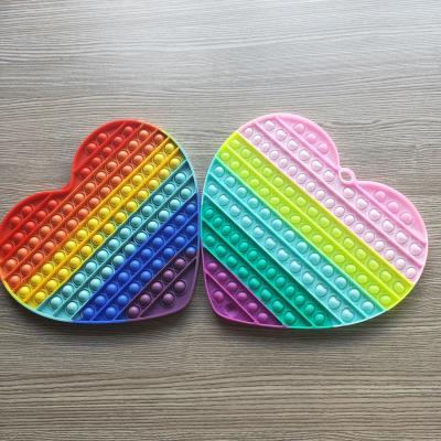 China Square KNW 30cm Large Square Rainbow Heart Around Large Silicone PopIt Busy Person Toy for sale