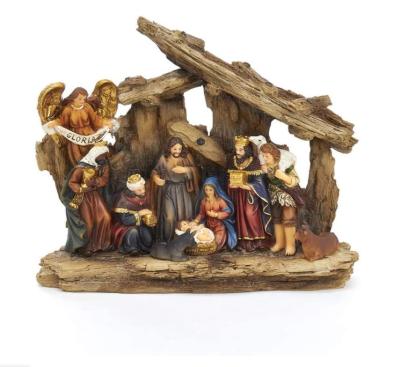 China Africa Resin Nativity Figurine Set 7-Inch Resin Table, 11 Piece Nativity Stable Set, Multi for sale