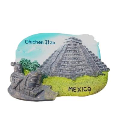 China Factory polyresin fridge magnet 3D Itza Mexico souvenir fridge magnet decoration polyresin craft, Mexico for sale