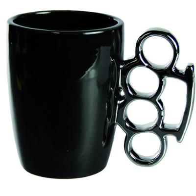 China Factory Wholesale 350ml Black Knuckle Wipe Viable Ceramic Mug for sale