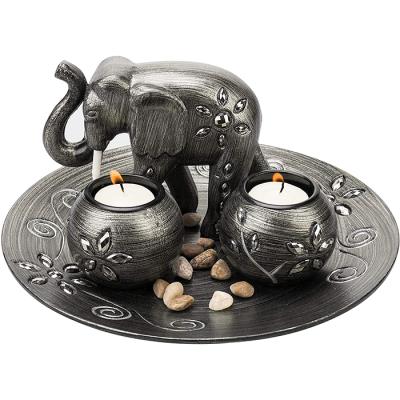 China Indian Gray Elephant Decorative Incense Gunmetal Candle Holder Dish for Buddhist Decoration for sale