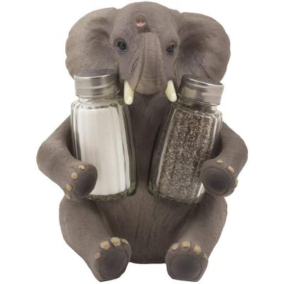 China Home Resin Lucky Baby Elephant Decorative Decoration Salt and Pepper Shaker Set with Stand Figure for sale