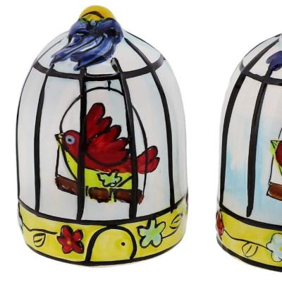 China Viable Ceramic Salt and Pepper Shaker Collectors Kitchen Decor - Bird Birdcage for sale