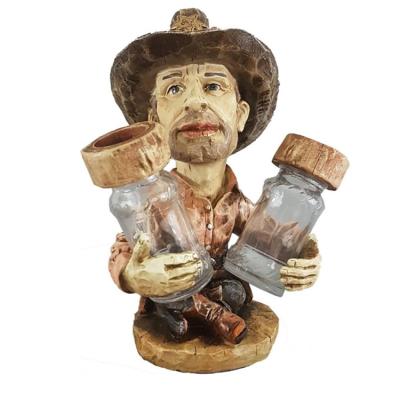 China Sustainable Polyresin Salt And Pepper Shakers Western Cowboy for sale