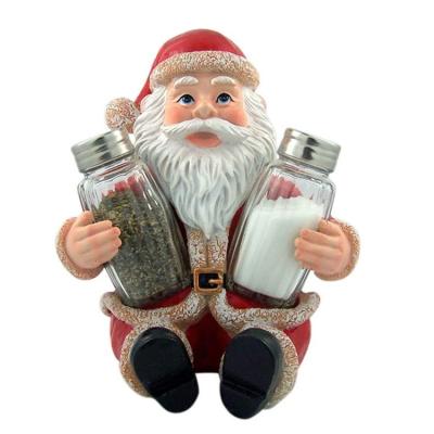 China Viable Polyresin Santa's Greetings Holiday Salt and Pepper Shaker Holder for sale