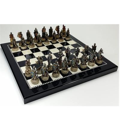 China India Skeleton Killer Skull Gothic Chess Set With High Gloss Black And White Board for sale