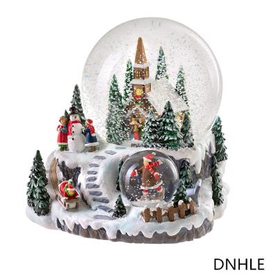 China Musical Africa Village Scene Christmas Snowglobe Decoration, Multicolored, 15cm for sale