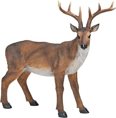 China India Polyresin Deer Stand Animal Buck Deer Garden Decoy Statue Large, 28 Inches, Polyresin, Full Color for sale