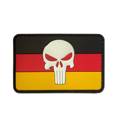 China Germanic 3D Punisher Flag Germanic Flag Patches PVC 3D Black Gold Red Rubber German Velcro Rubber With Hook Armband Washable Wholesale for sale