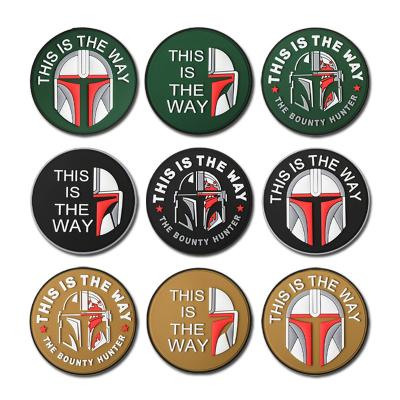 China 3D 3D PVC This Is The Way The Mandalorian Velcro Bounty Hunter Helmet Rubber Patches With Hook Backpack Sticker for sale