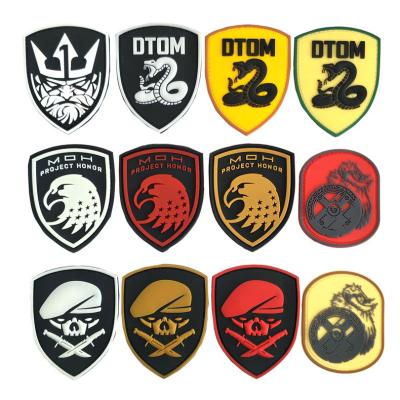 China 3D DTOM Snake King Tyrant PVC Velcro Badge Armband 3D Rubber Honor Eagle Patches With Hook Skull Warrior Backpack Decoration for sale