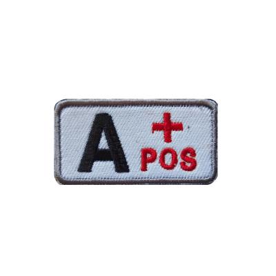 China 3D Blood Type Badge Embroidered Velcro A + O + B + AB + Morale Badge With Hook Face for sale