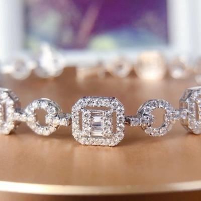 China Wholesale CLASSIC White Gold Lightweight Tennis Diamond 14k 18k Chain Jewelry Women Men Iced Out Natural Diamond Tennis Bracelet for sale