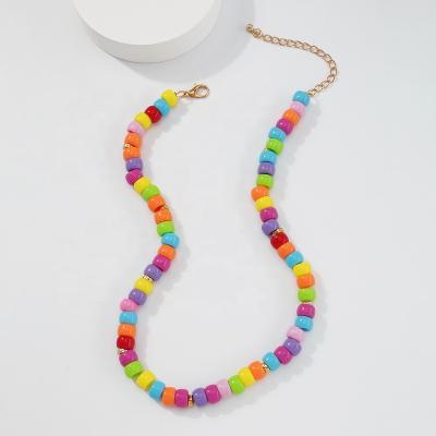 China Hot Selling BOHEMIA Boho Light Jewelry Colorful Choker Necklace Soft Resin Bead Necklace Delicate for sale