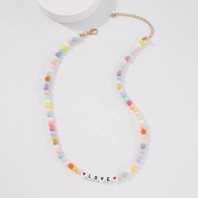 China BOHEMIA Light Jewelry New Arrival Popular Colorful Bohemia Love Letter Bead Necklace for sale