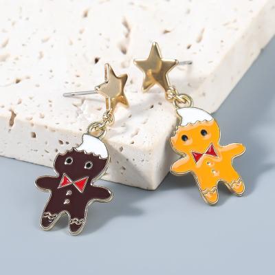 China Trendy Products 2021 New Arrivals Gingerbread Man Earrings Star Stud Earrings Set Enamel Jewelry Christmas Earring for sale