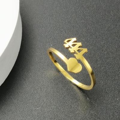 China 2021 CLASSIC Lightweight Ring Number Lucky Costumed Personalized Ring Angel Gold Stainless Steel New Arrival Jewelry Ring For Women for sale