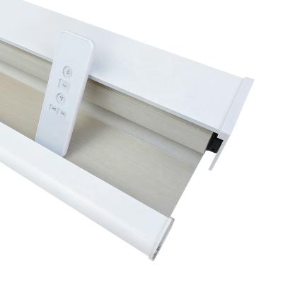 China Minimalist Cheap Electric Smart Auto Motorized Auto Window Blackout Zebra Roller Blinds Google Smart Automation Motorized Shade for sale