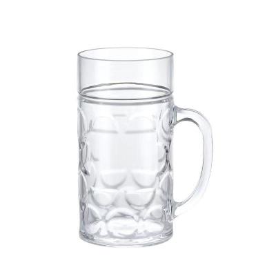 China ARRIART Strong Accept Custom Logo Wholesale 1L Rock Beer Mug PS Craft Glass Acrylic Mug With Handle for sale