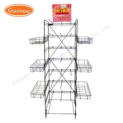 China Fußboden der Metalldraht-Kartoffel Chips Display Candy Basket Rack zu verkaufen