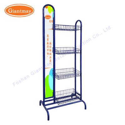 China Potato Chips Metal Rack stand for snacks Display Basket for sale