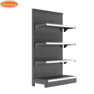 China Single Side Retail Display Racks Stores Black Supermarket Shelf Gondola for sale