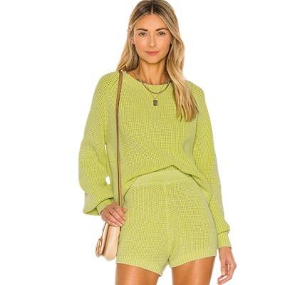 China Anti-wrinkle women's suit sweater knitted simple sweater 2021 sweaters set two-piece for sale