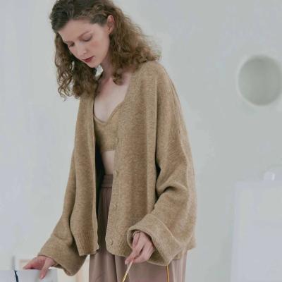 China Premium Casual Elegant Soft Girls Knitted Cardigan Oversized Drop Shoulder Anti-pilling Women's Autumn Winter Sweater Coat New for sale