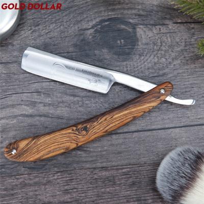 China Single Blade Cutting Throat Shaving Safty Handle Carbon Steel Straight Razor German Throat Wood Razor Barber Sharpen Straight Razor Shave for sale