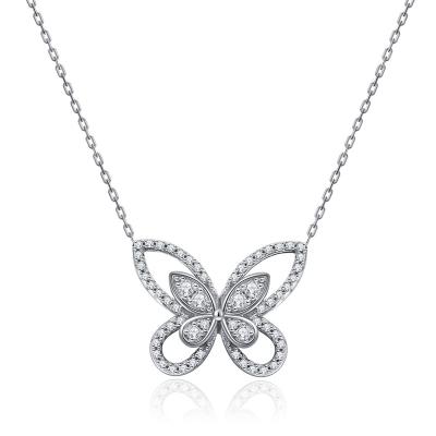 China New Environmental Friendly High End S925 Sterling Silver Clavicle Chain Butterfly Pendant Necklace for sale