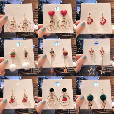 China Festival Stuff Various Styles Personalized Cute Santa Christmas Tree Earrings Christmas Gift for sale