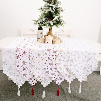 China White Christmast Ornament Christmas Decorations Table Runner Restaurant Dress Tablecloth Home Atmosphere Layout for sale