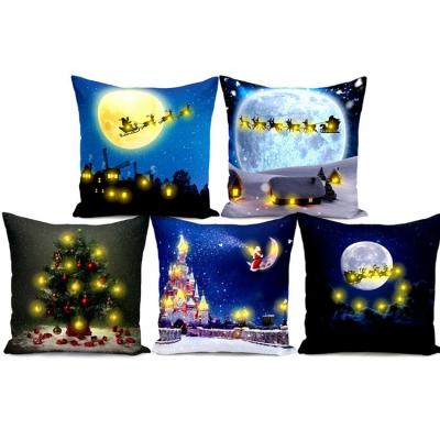 China Factory Wholesale Fashionable Professional Christmas Plush LED Lights Creative Printing Pillow Case for sale