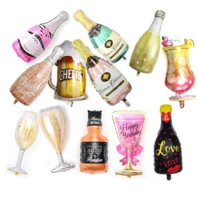 China Festival Stuff Factory Wholesale Party Supplies Shaped Wine Bottle Balloon Birthday Party Decoration for sale