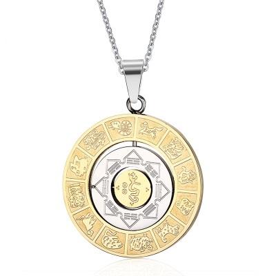 China FASHIONABLE Stainless Steel Necklace 18K Gold Plated Zodiac Sign Necklace Zodiac Pendant Jewelry for sale