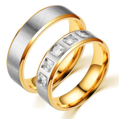 China RSM0087 Fashion Stainless Steel Couples Ring Single Border Pairs Ring Plating Gold Ring Diamond Jewelry for sale