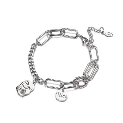 China FASHIONABLE Couples Square Hip Hop Bracelet Charm Stainless Steel Three Dimensional Splicing Bracelet For Women And Men for sale