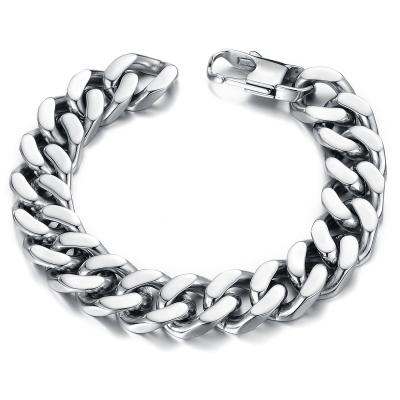 China FASHIONABLE Stainless Steel Silver Black Link Bracelet Gold Hip Hop Cuban Chain Bracelet For Men's Gifts for sale