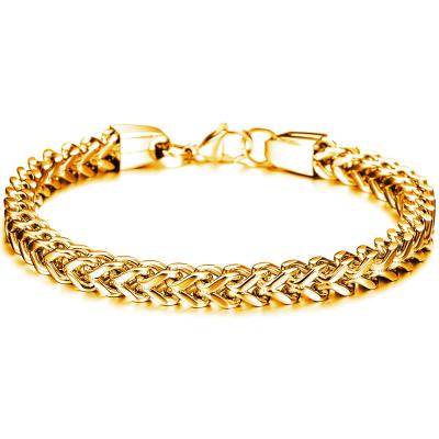 China Stainless Steel Franco Link Chain Men's Bracelet Jewelry 6.2mm Width Gold Black Silver Simple TRENDY for sale