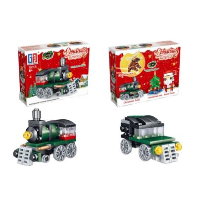 China Construction Toy Hot Sale Christmas Sleigh Train Blocks Plastic Toys Building For Children for sale