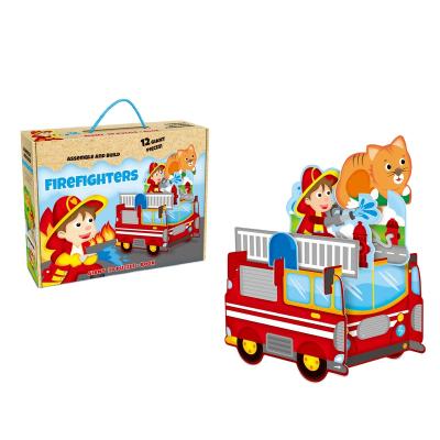 China DIY TOY Amazon hot selling 3d toy diy paper puzzle educational toy fire truck puzzle for kids for sale