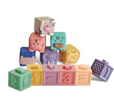 China Building Block Toy Hot Sale Silicone Stacking Building Block Bath Toys Baby Building Block Toys for sale