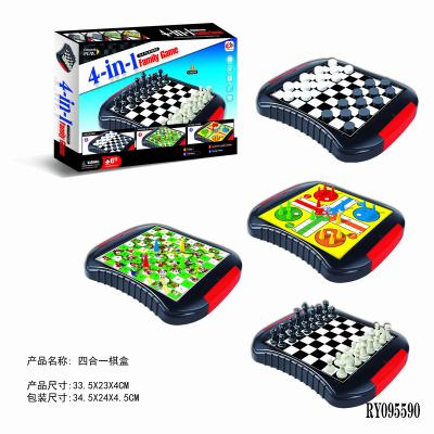 China Early Education 4 in 1 Family Travel Checkerboard Snake Ladder Magnetic Flying Board Game for Kids Chess/Snake Chess/Checkers/Flying Chess for sale