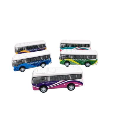 China Diecast toy die-casting child car four-wheel alloy pull back car toy alloy bus electric die-cast car for sale