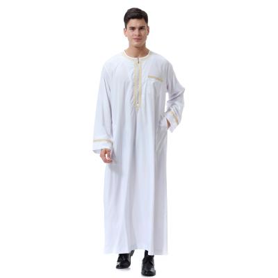 China Women's Daily Prayer Clothing Muslims Embroidered Islamic Clothing Women's Daily Men's Prayer Zipper Plus Size Dubai Neck Dress Long Arabic Round Kaftan Maxi Dress Moroccan Thawb Kaftan for sale