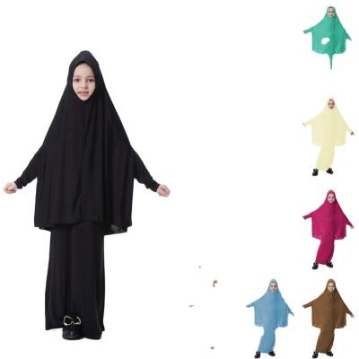 China New style girl dress plus size plus size cotton polyester wrap spring pashmina along 2 Pcs children dress abaya for sale