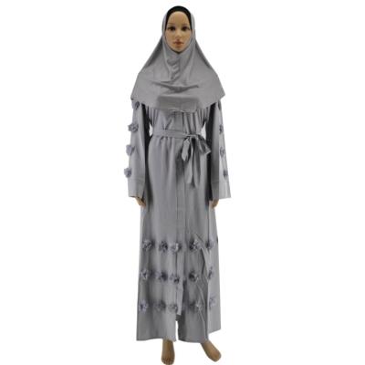 China Wholesale New Fashion 98% Polyester 2% Spandex 98% Polyester 2% Spandex Islamic Abaya Dress Flower Decoration Girl Long Dress Muslim Clothing for sale