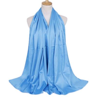 China Hot Selling Daily Life Daily Wrap Silks And Plain Satin Shawl Scarf Hijab Scarf For Female for sale