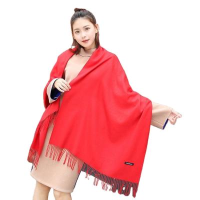 China Hot sale new style high quality simple color low price plain dyed plain dyed thick cashmere tassel shawls scarves for sale